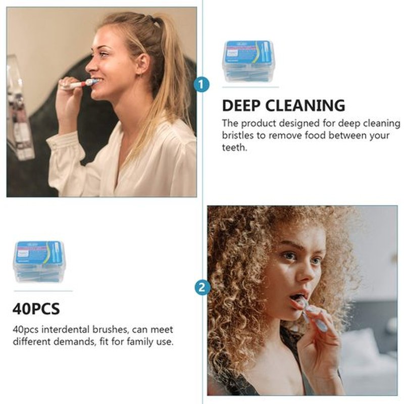 40pcs Dental Toothpick Brushes 1.0mm Blue Floss Pick Brush Interdental Brush Flossing Head Oral Brush Flosser Toothpick Cleaning Tools Oral Care Floss interdental Cleaners Pick interdental toothpicks