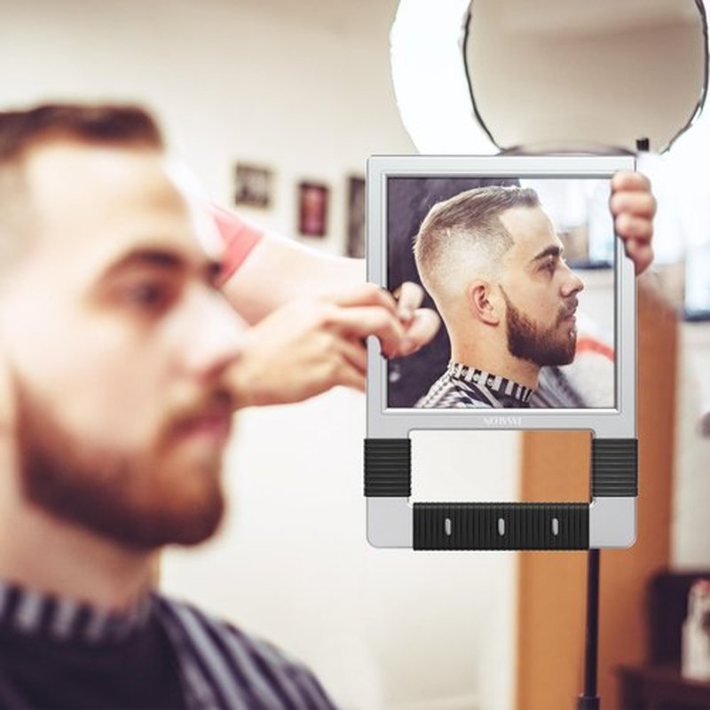TASALON Unbreakable Hand Mirror, Silver, Rectangular, Tabletop Mount, ABS Frame, Handheld Mirror for Barber, Salon, Makeup, Shower