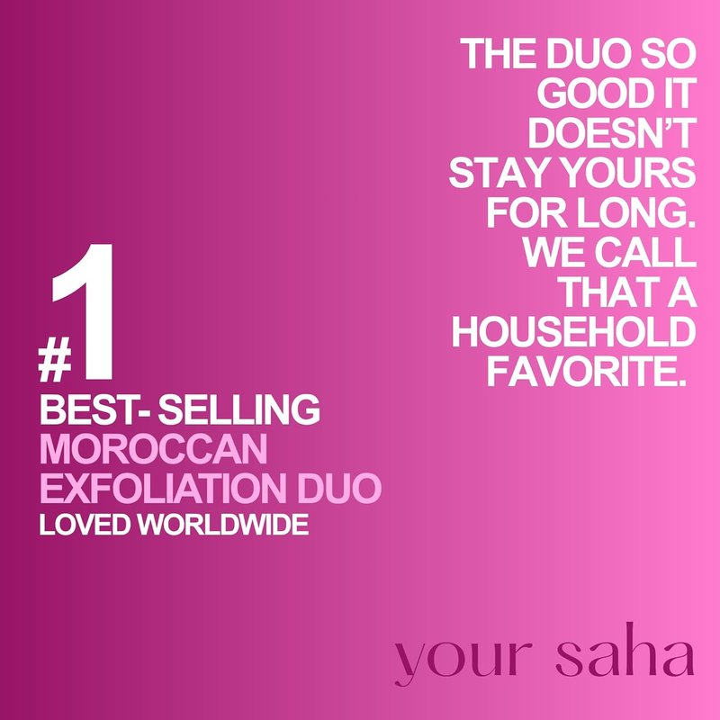 Moroccan Exfoliation Duo - Black Soap & Kessa Exfoliating Glove | Mocha Chocolate for Smooth, Radiant Skin