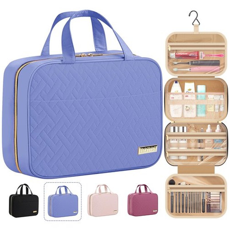 HOTOR Travel Toiletry Bag - Toiletry Bag w/Hanging Hook - Spacious Toiletry Bag for Women & Men, Makeup Bag/Big Comparment, Waterproof for Travel Accessories, Travel Essentials, Medium, Aegean-Blue
