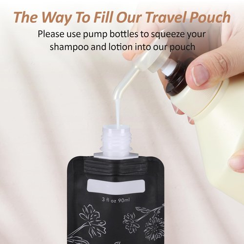 PACKISM Travel Containers for Toiletries - 15 Pack Leak Proof 3oz TSA Approved Travel Pouches, Stand Up, Slim & Lightweight Design, Space Saving, Pack More Shampoo Conditioner Lotion Body Wash
