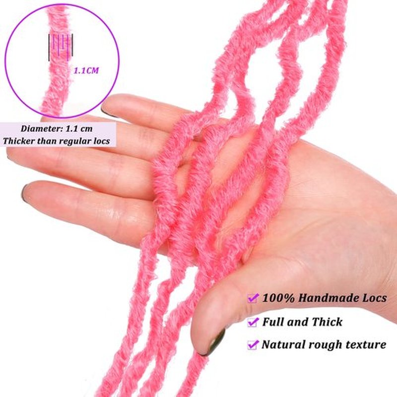 ZRQ 7Packs Faux Locs Crochet Hair Goddess Locs Crochet Hair 16 Inch Pink Pre-Looped Wavy Crochet Locs With Soft Curly Ends Synthetic Braids Afro Dreadlock Extensions For Women (16'', PINK#)