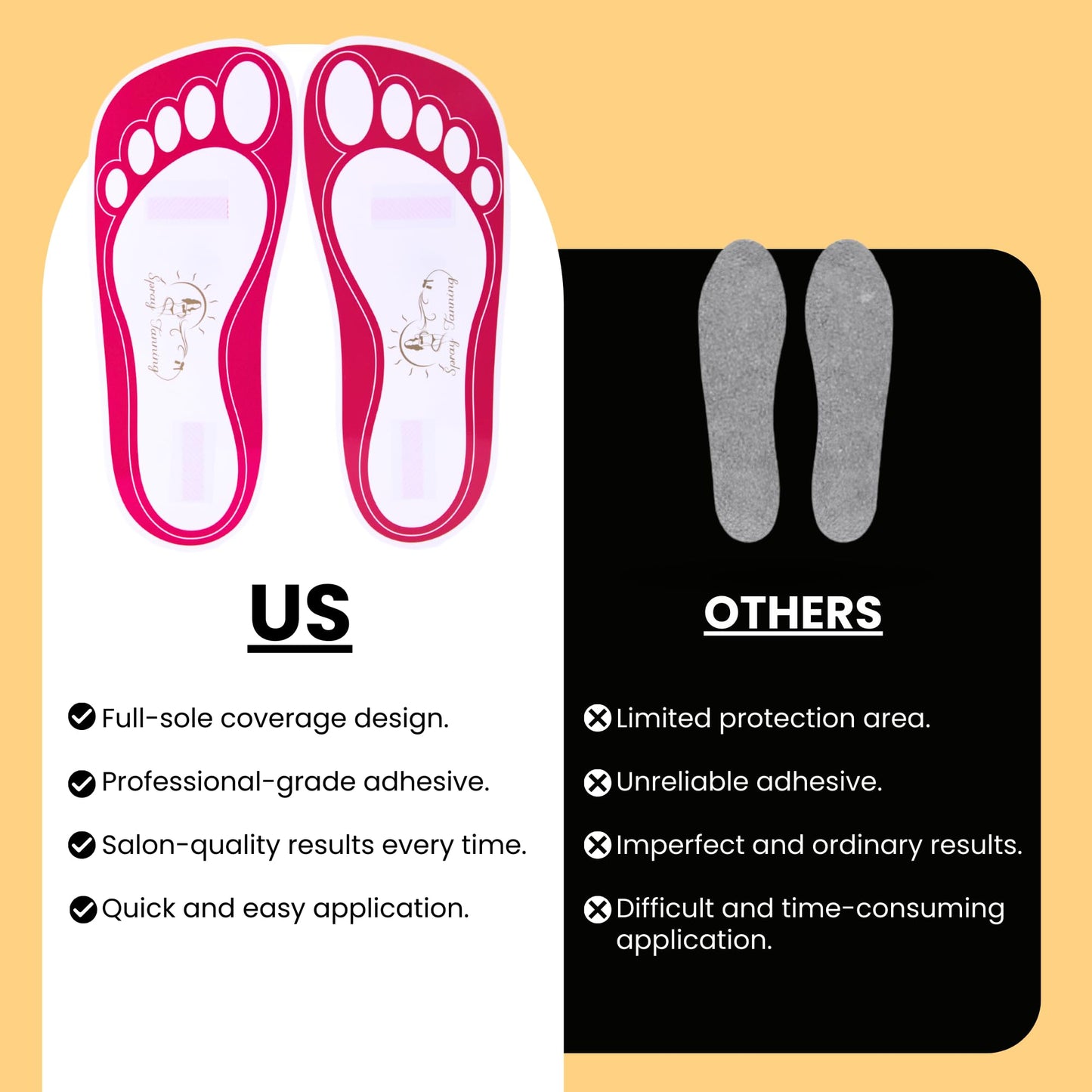 25Pairs(50Feets) Disposable Stick Spray Tanning Feet Pads Perfect for preventing spray tan solution,Deluxe & Hygienic Spray Tan Feet Pads-Ideal for Salons and Spas or Home,Easy to Apply