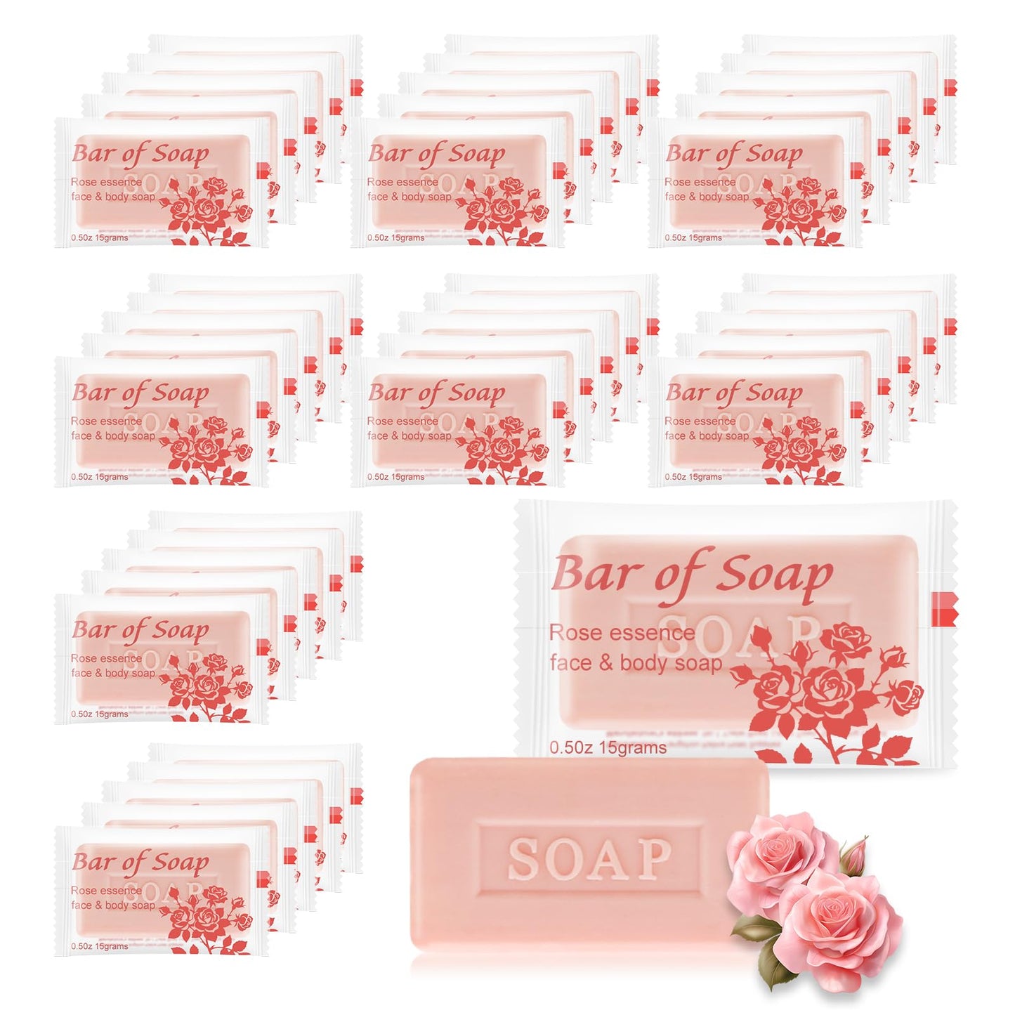 skourvut Bulk Bar Soap Travel Mini Soap Bars Bulk 0.5 oz,Guest Soaps Small for Bathroom,Hotel Soap Bars for Women Men Hospitality Homeless(Pack of 150,Rose)