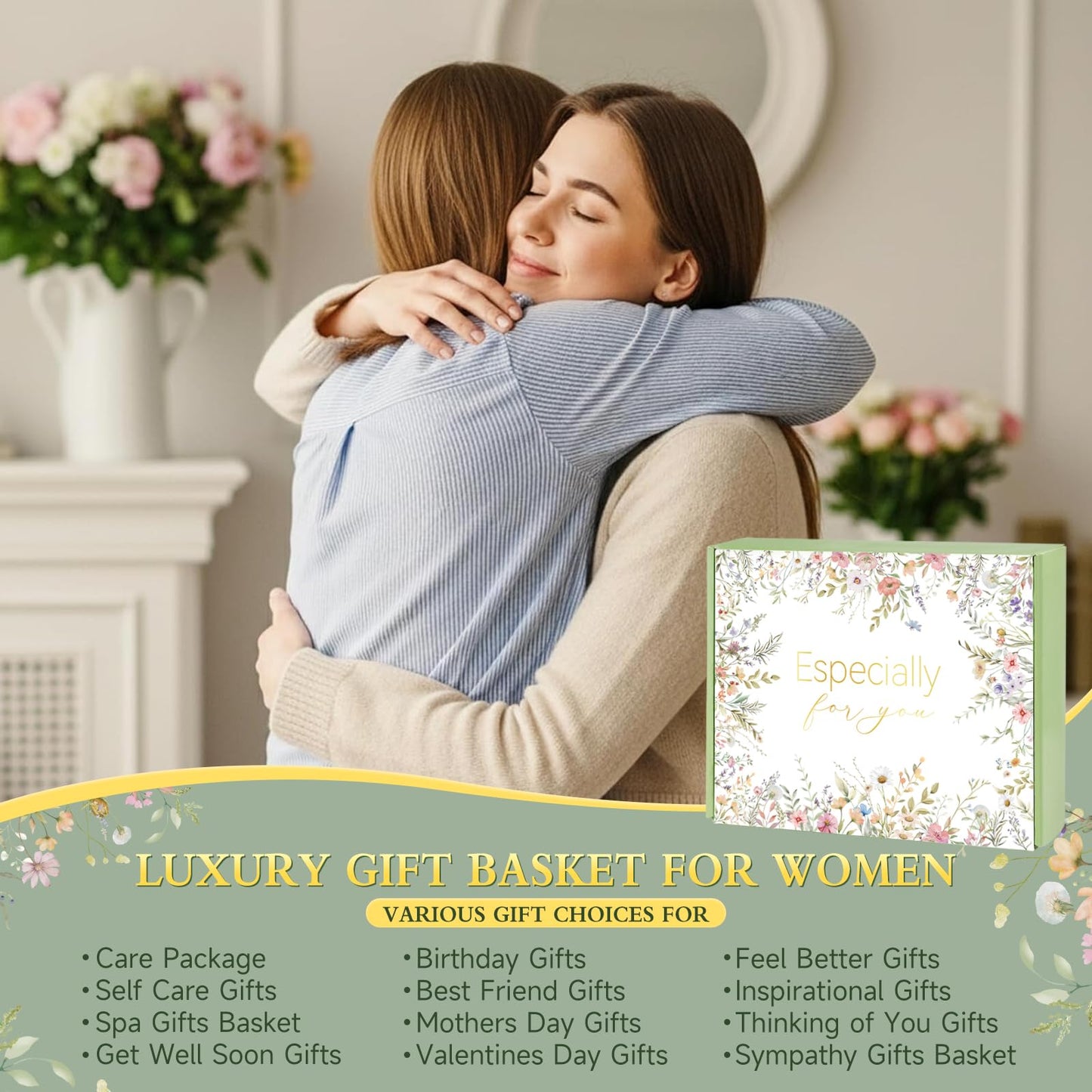 Mothers Day Gifts for Mom, Birthday Gifts for Women Self Care Package Get Well Soon Gift Baskets, Thinking of You Spa Gift Basket with Knit Blanket Tumbler, Birthday Gift Set for Mom, Wife, Friends