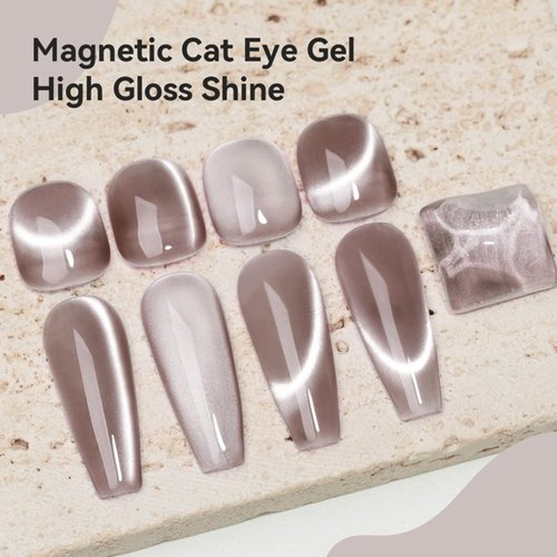 Bevimee Cat Eye Gel Nail Polish 12ML, Crystal Moonlight Cateye Gel Polish With Magnetic Stick, Magnetic Glitter Holographic Nail Polish Glass Diamond Cats Eye Velvet UV Gel for Nail Art Gray 1PC
