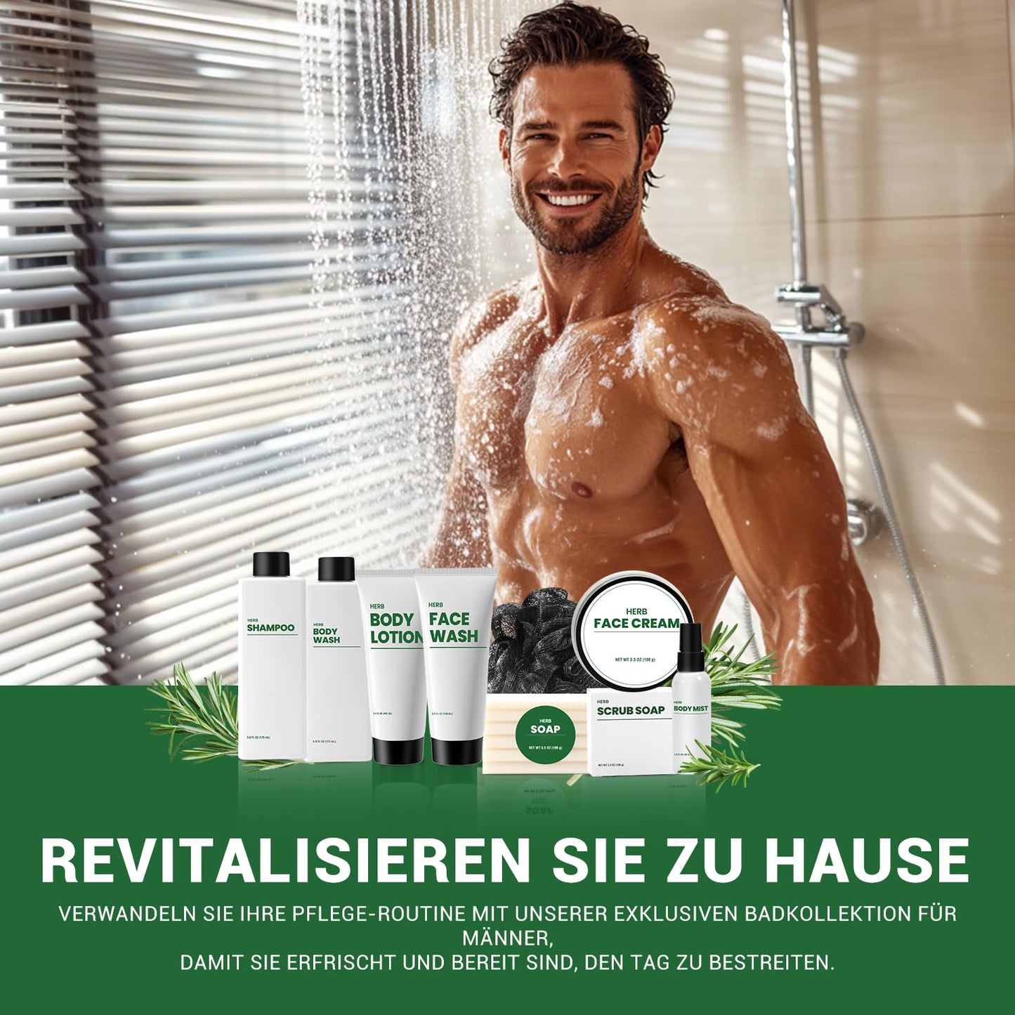 Gifts for Men, Bath and Body Gift Baskets for Men,10 Pcs Herbal Mens Spa Set Includes Body Lotion, Valentine Day Gift for Husband Dad Boyfriend, Birthday Gifts for Him Fathers Day Gift