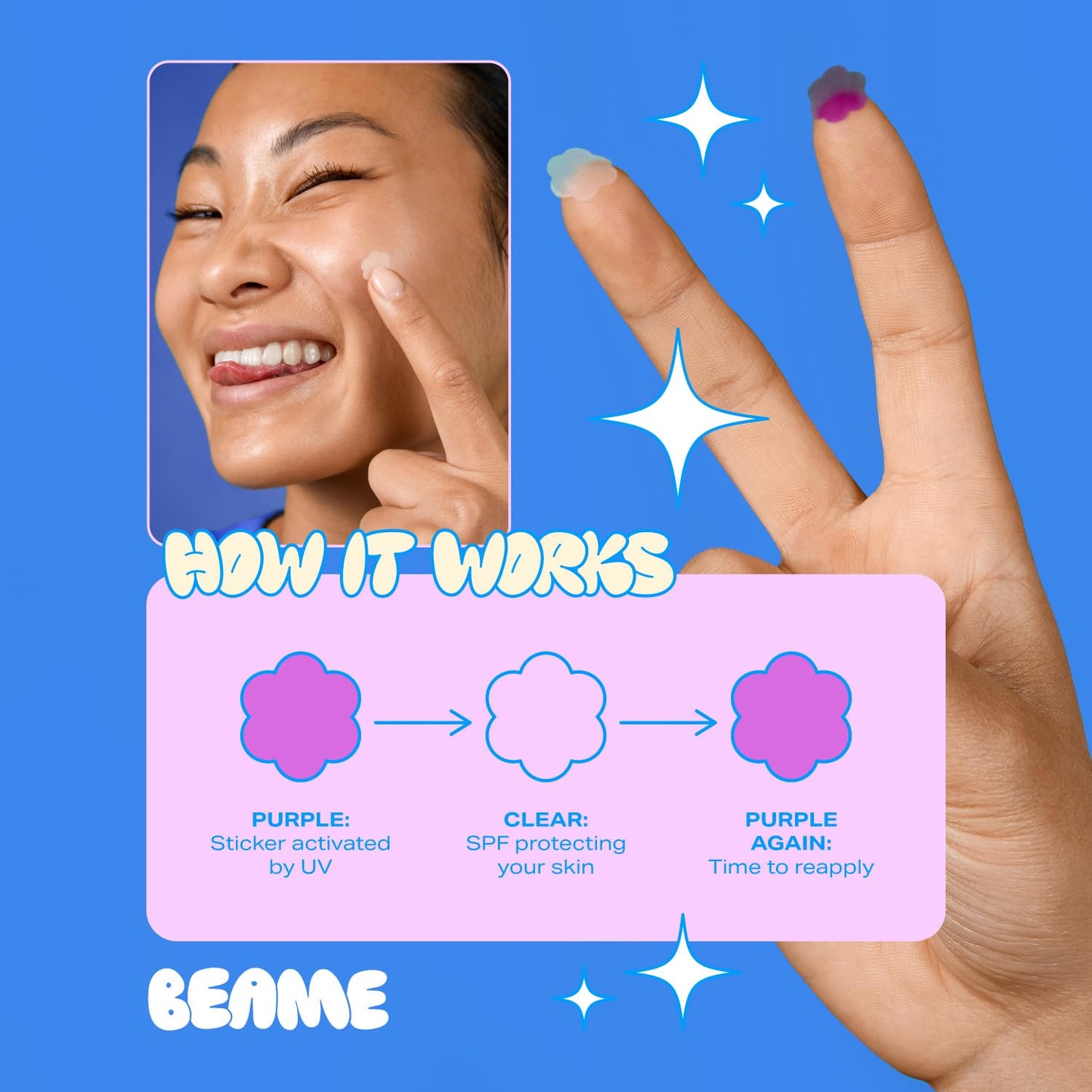Under The Spotlight™ UV Detection Stickers - Sun Smart Tech That Shows When To Reapply - SPF & UV-Sensing - Water-Resistant & Skin-Safe - Vegan & Cruelty-Free - 36 Stickers, 12mm