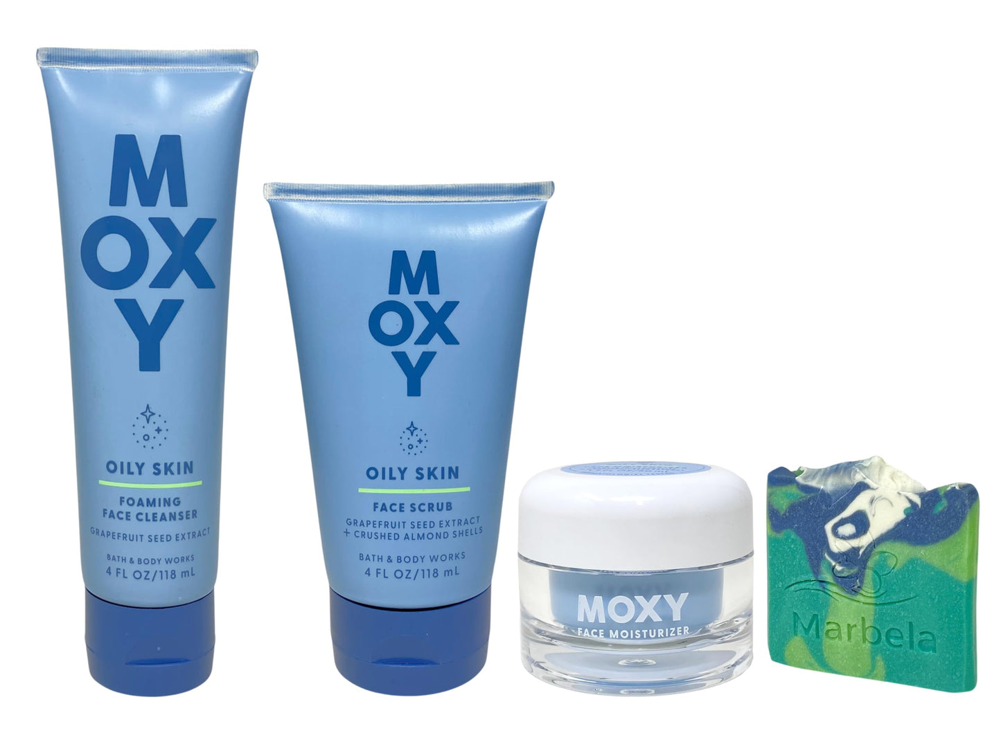 Bath & Body Works Moxi Oily Skin Foaming Face Cleanser, Face Scrub and Face Moisturizer with an Aloe Vera Sample Soap