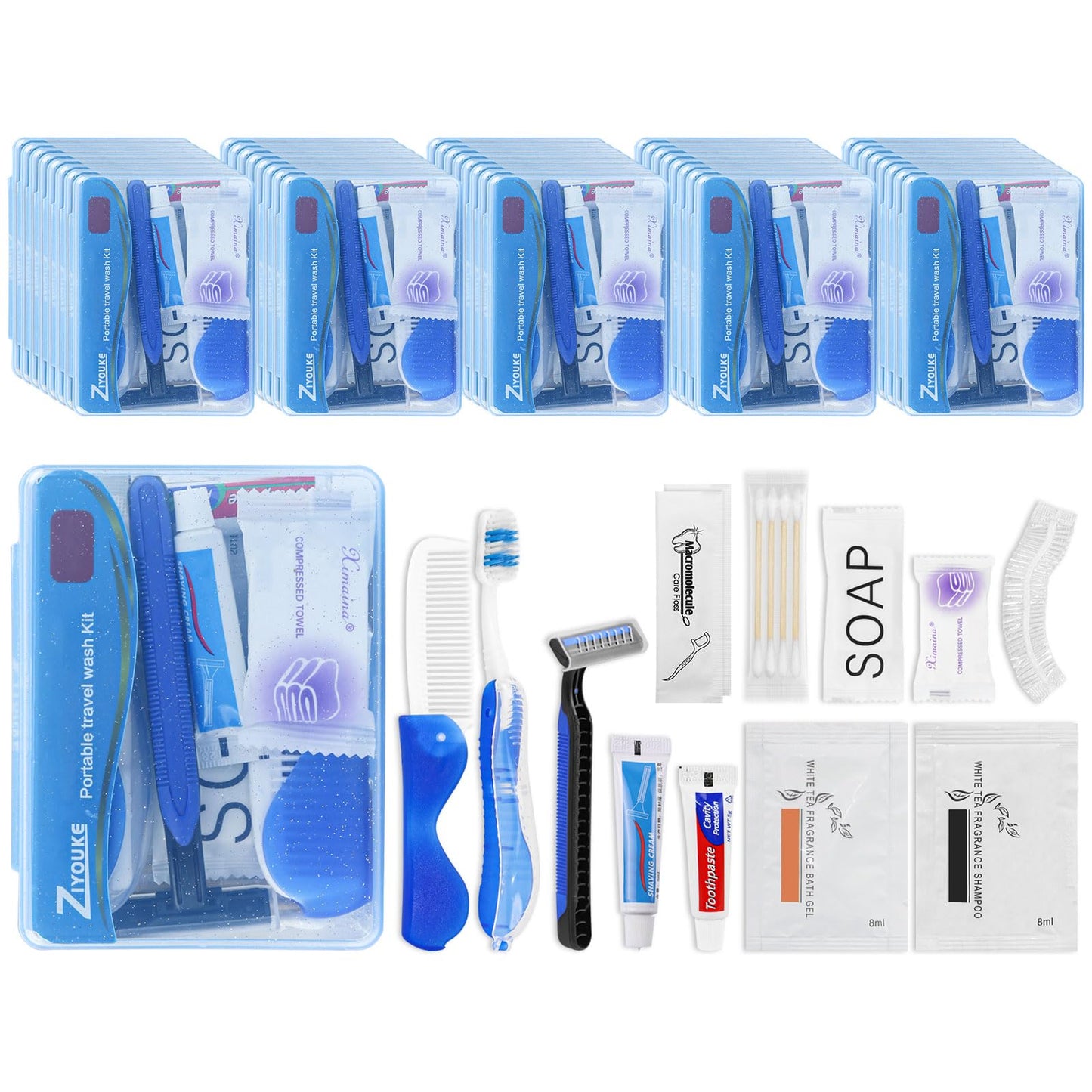 Hygiene Kit Bulk, Folding Design, Individually Boxed, The Travel Hygiene Kit is Fully Equipped and Clean and Hygienic, Convenience Kits Suitable for Hotel, Home, Travel (48-Pack)