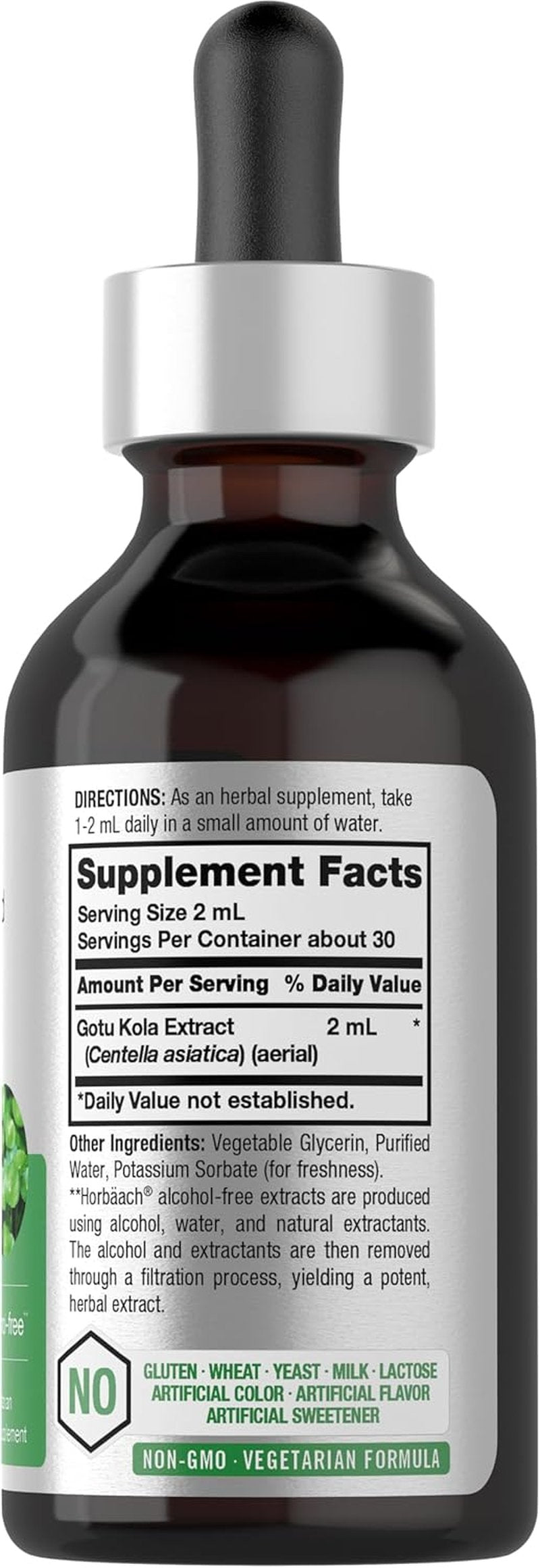 Gotu Kola Extract - Super Concentrated Herbal Supplement | Alcohol-Free, Vegetarian, Non-GMO, 2 fl oz
