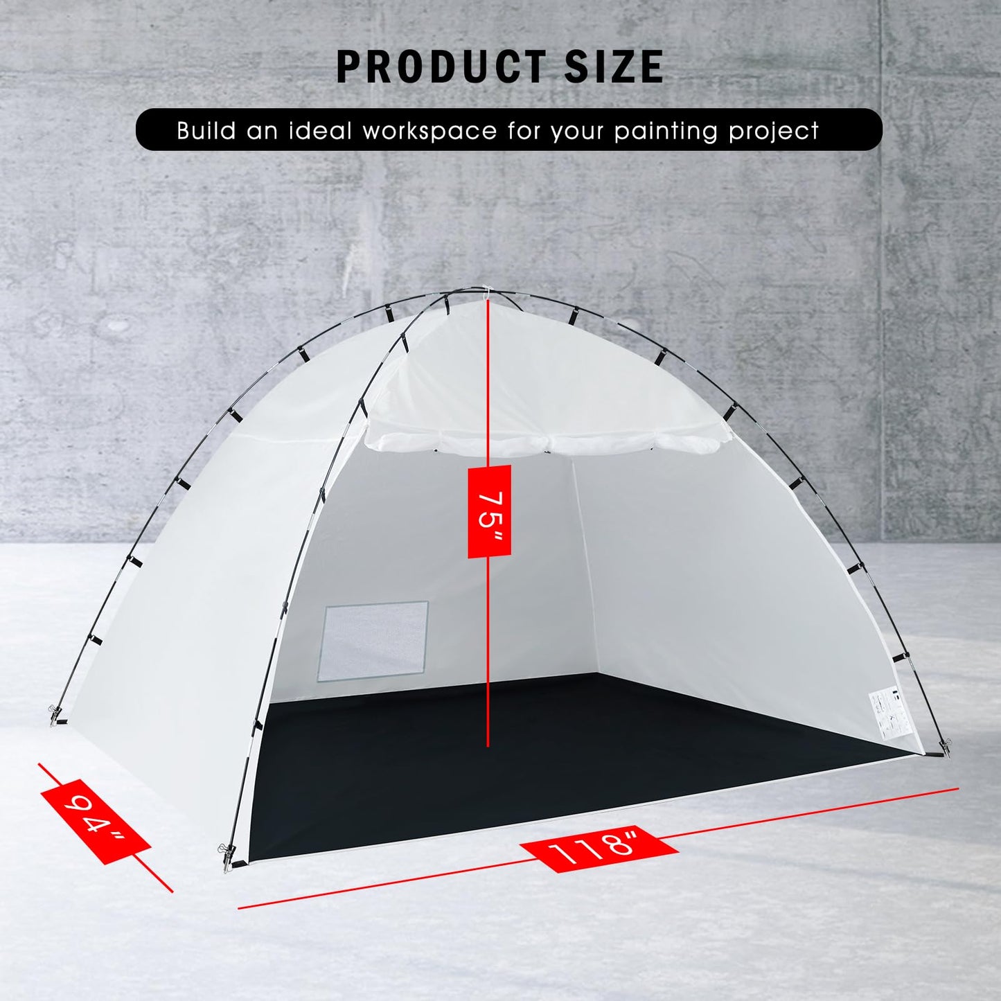 Portable Paint Booth Tent,Siebwin 10(L)x8(W)x6.2(H)ft Larger Spray Paint Tents with Built-in Floor&Mesh Screen&Windproof Hooks,Painting Tent Station for Furniture DIY Hobby Tool,Spray Paint Shelter