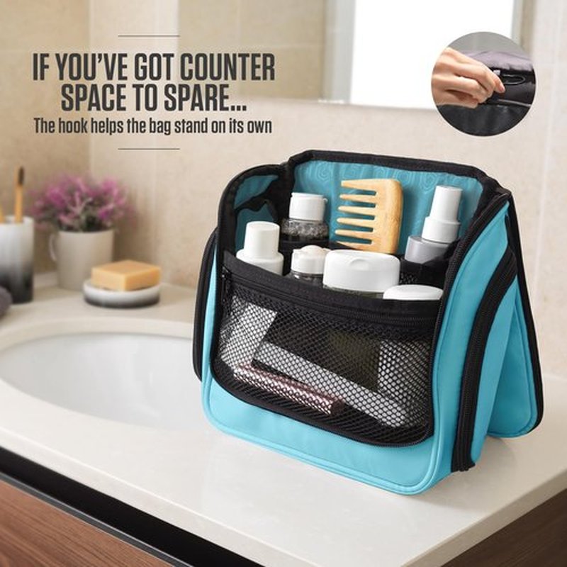 VENTURE 4TH Hanging Travel Toiletry Bag for Women & Men - Travel Organizer with Expandable Compartments & Removable Clear Pouch for Toiletries (Light Blue)