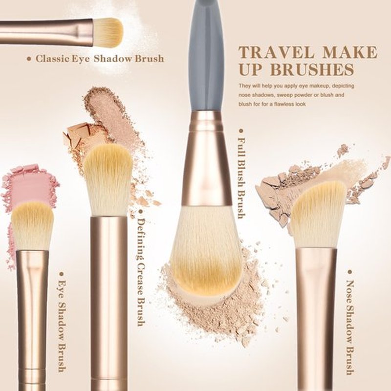 IRYCSSCE Travel Makeup Brush Set, travel make up brushes sets mini eye shadow kits small size eyeshadow case eyes makup brushed makeuo soft brushs basic cosmetic profesional tools (Sky Blue)