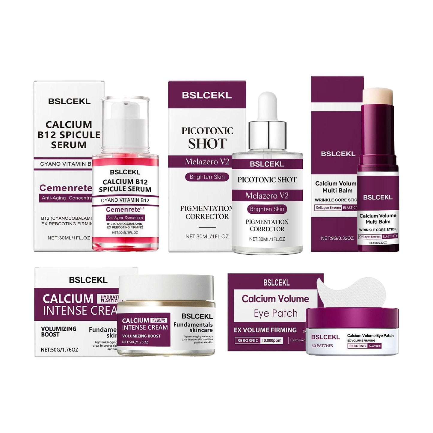 Calcium Daily Care Skin Set,Calcium Multi Balm Stick Set,Gentle Firming & Moisture Routine for Smooth, Comfortable-Looking Skin, Daily Use Skincare Collection (Pack of 5)