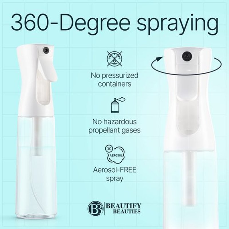 BeautifyBeauties Spray Bottle For Hair – Continuous Mister Spray Bottle for Hairstyling, Cleaning, Plants, Pets, Barbers, Salons, Essential Oil Scents (Clear, 18.6oz/500ml) "11" H x 2.6" L