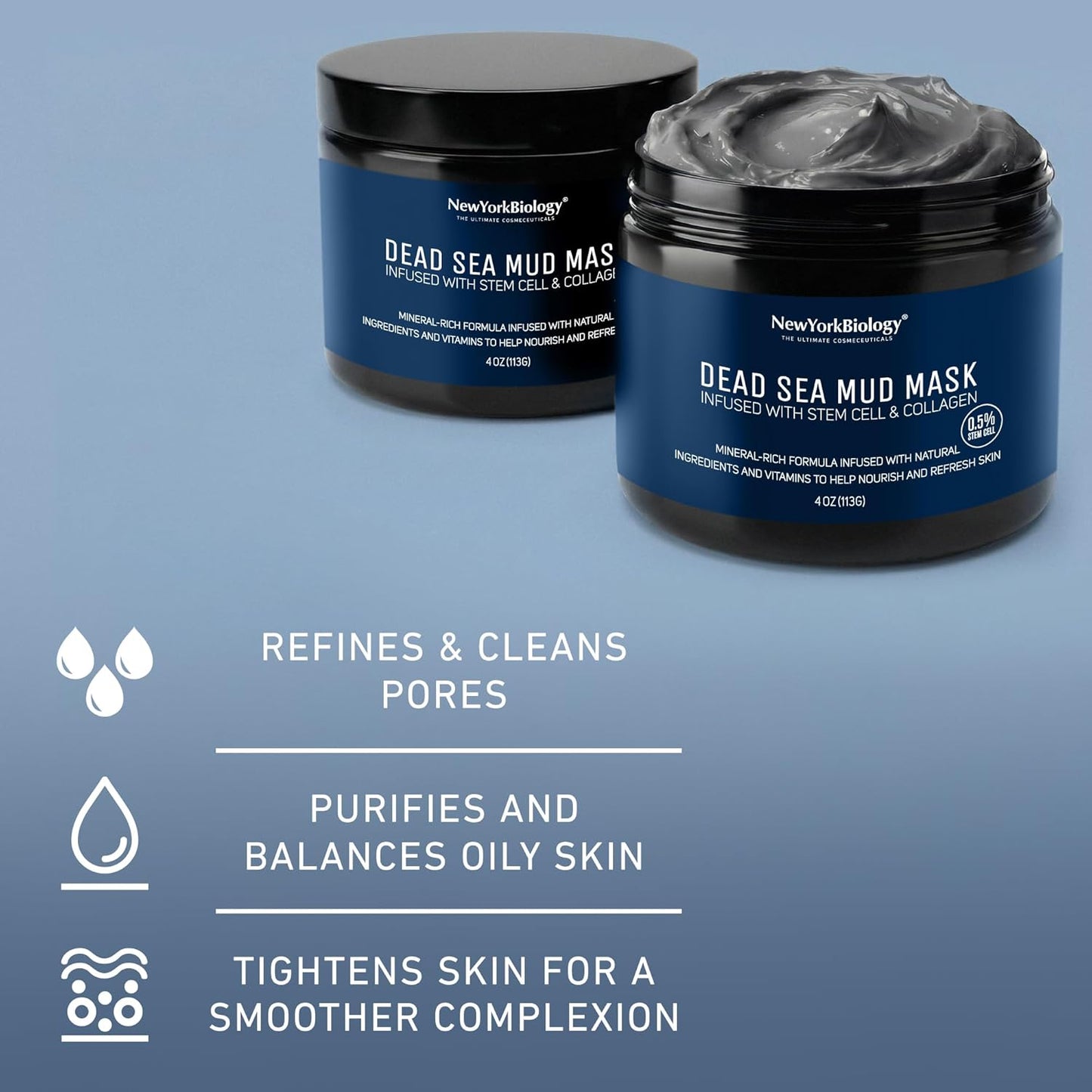 Dead Sea Mud Mask for Face & Body - Spa Quality Pore Refiner with Stem Cell & Collagen | 4 oz