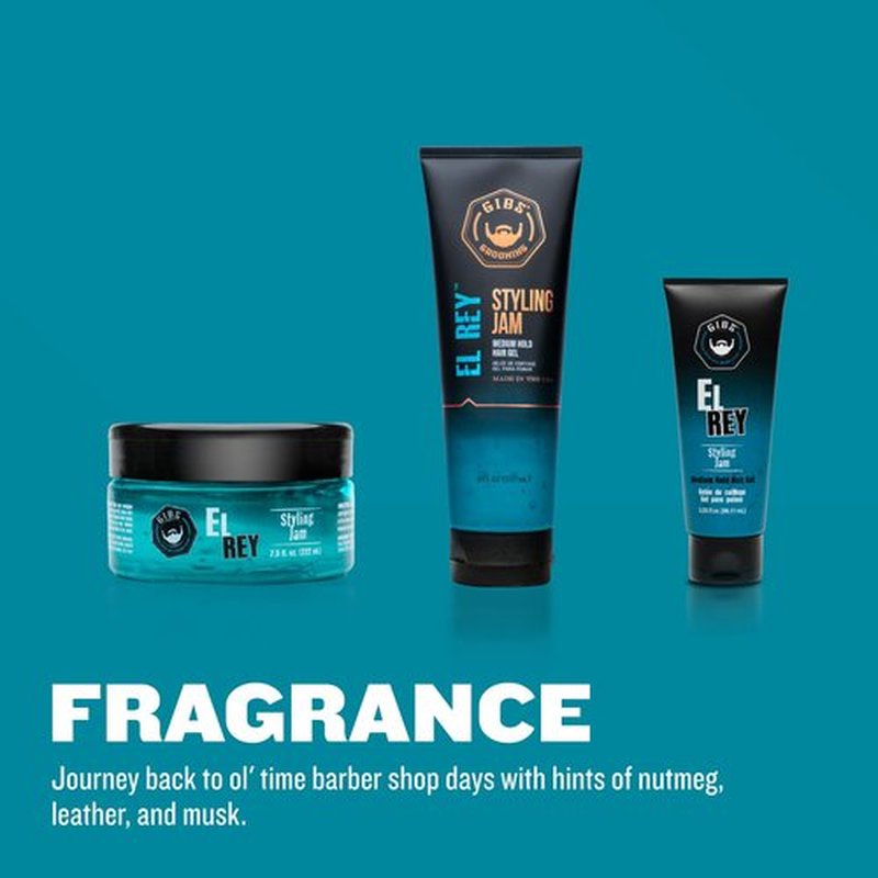 GIBS Grooming El Rey Styling Jam for Men, Medium Hold Hair Gel, 8 Fl Oz (Squeeze Tube)