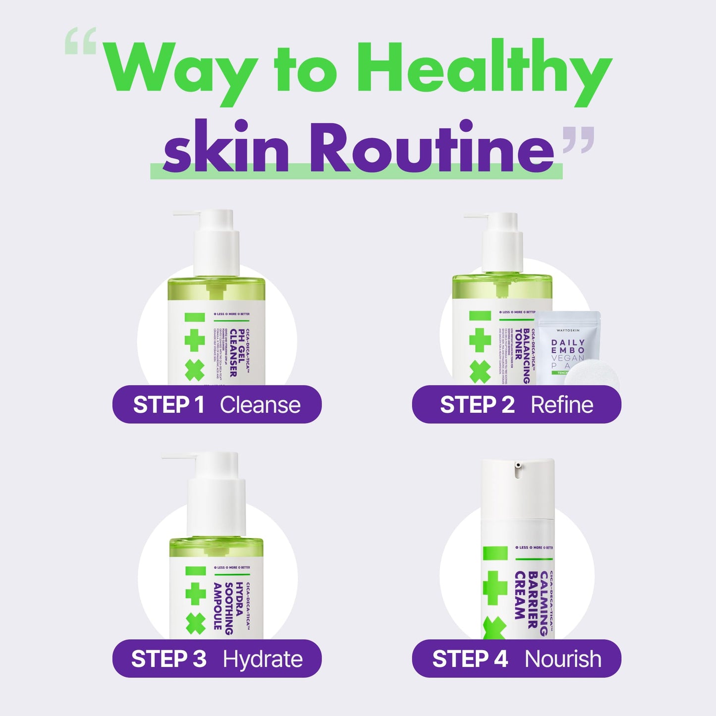 WAYTOSKIN Centella Calming Ampoule Serum – Korean Face Serum with Niacinamide, Tea Tree & Multi Hyaluronic Acid for Oily, Combination Skin 3.38 fl oz. / 100ml