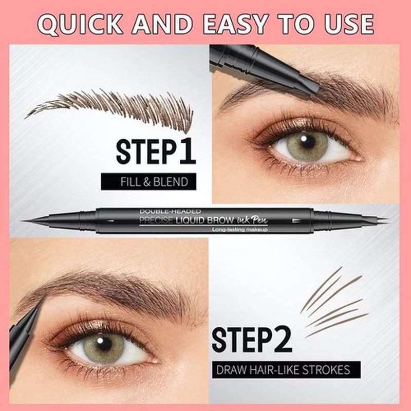 Eyebrow Pen Liquid Eyebrow Pencil 2 in 1 Dual-Ended Eye Brow Pencils for Women Waterproof Natural Brow Pencils Precise Brush Tip Create natural hair like eyebrows that last all day Black Brown # 04