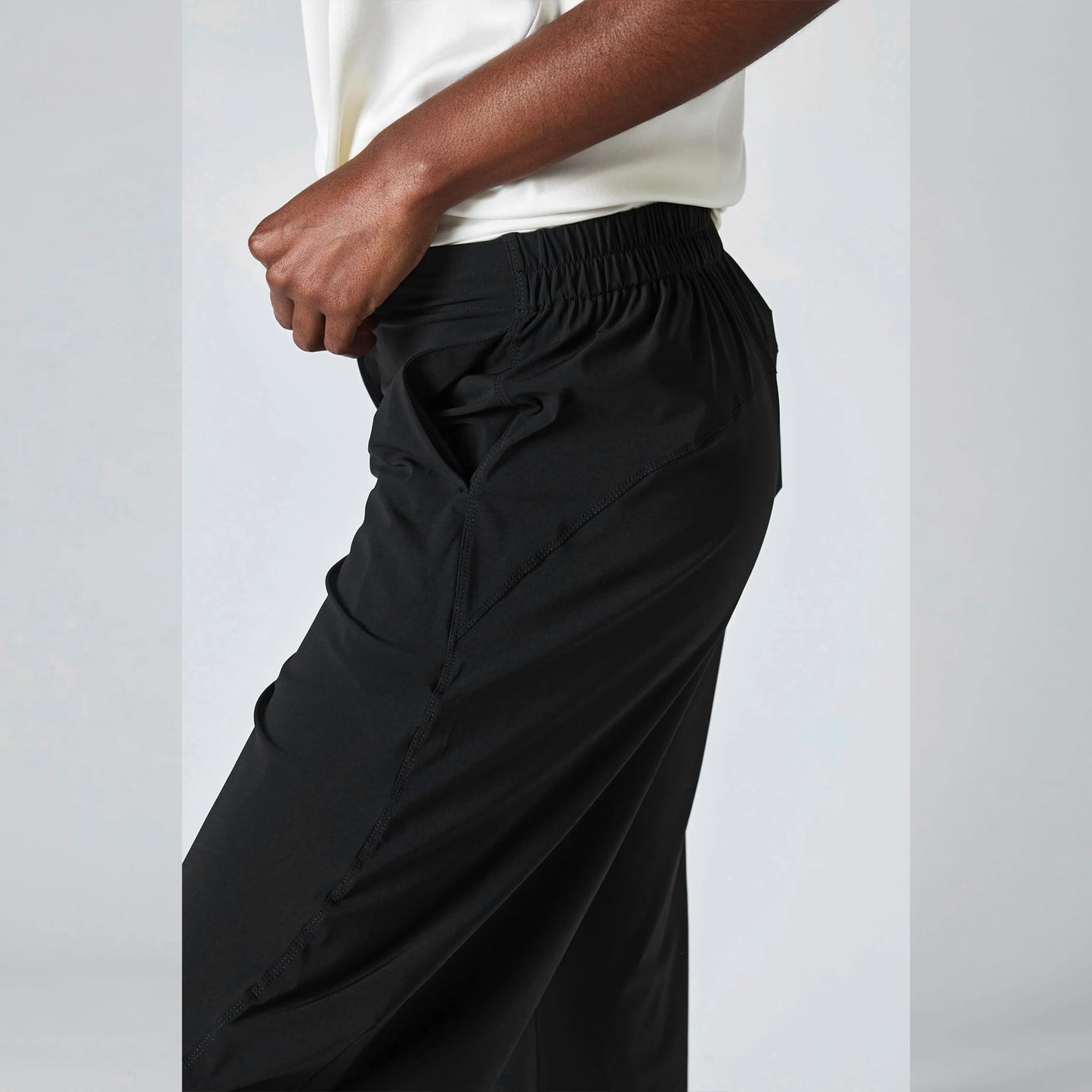 SeeLuNa Women Barrel Travel Pants Elastic Waistband Tapered Leg Baggy Mid Rise Work Trousers Lounge Pant with Pockets(Black, M)
