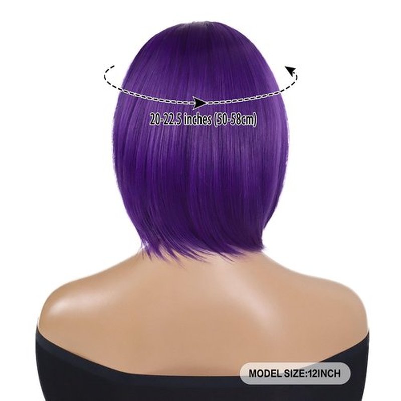 GNIMEGIL Purple Wig Cosplay Short Bob Wig Straight Hair, Halloween Costume Wigs for Women