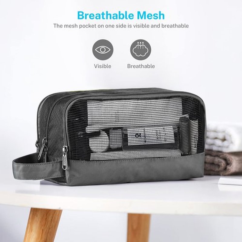 Gonex Travel Toiletry Bag Nylon, Dopp Kit Shaving Bag Toiletry Organizer Gray