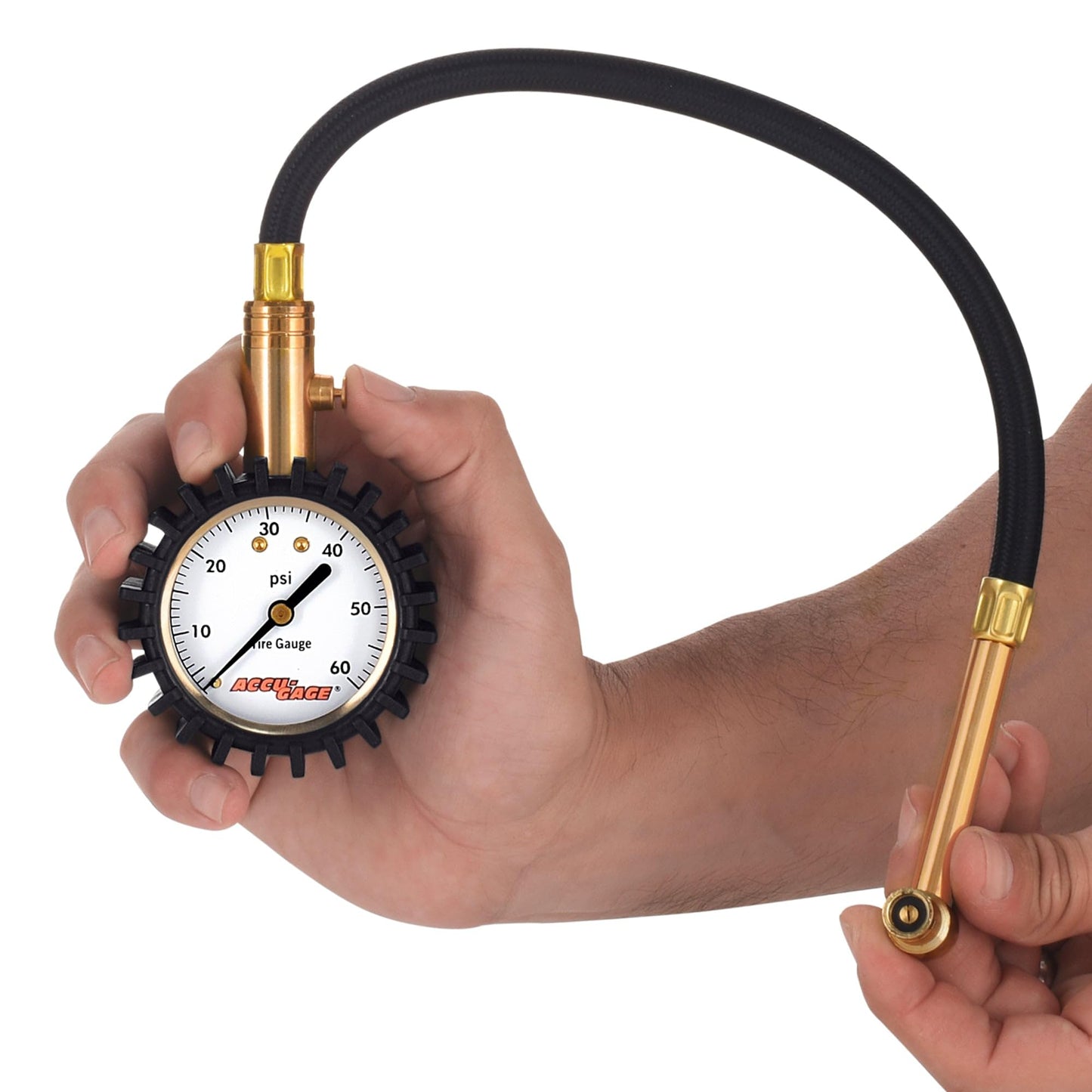 Accu-Gage RRA60X Professional Tire Pressure Gauge with Protective Rubber Guard (60 PSI)