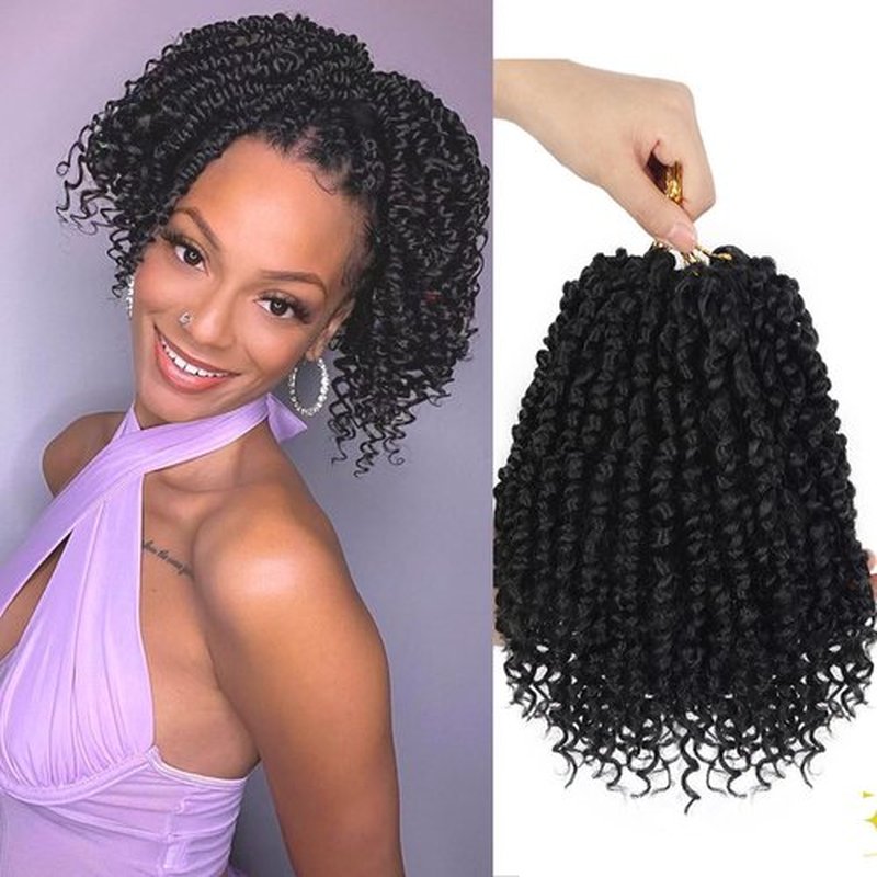 Roalnce Passion Twist Crochet Hair Pre-twisted Hair Extensions Pre Looped Synthetic Braids for Black Women 8 Packs 8 Packs 8 Inch