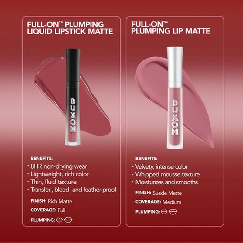 Buxom Full-On Plumping Liquid Lipstick Matte, Plumping Lip Color with Vitamin E, Hyaluronic Acid & Plumping Peptide Complex, Hydrates & Smooths Lip Lines, Transfer-Proof, Cruelty-Free (Make It Bold)