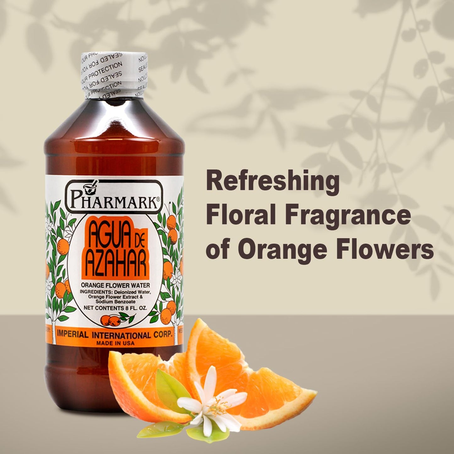 Pharmark Orange Flower Blossom Water - Natural Alcohol-Free Facial Toner & Hydrating Neroli Mist for Sensitive Skin - Soothing Botanical Astringent (4 oz, Pack of 1)