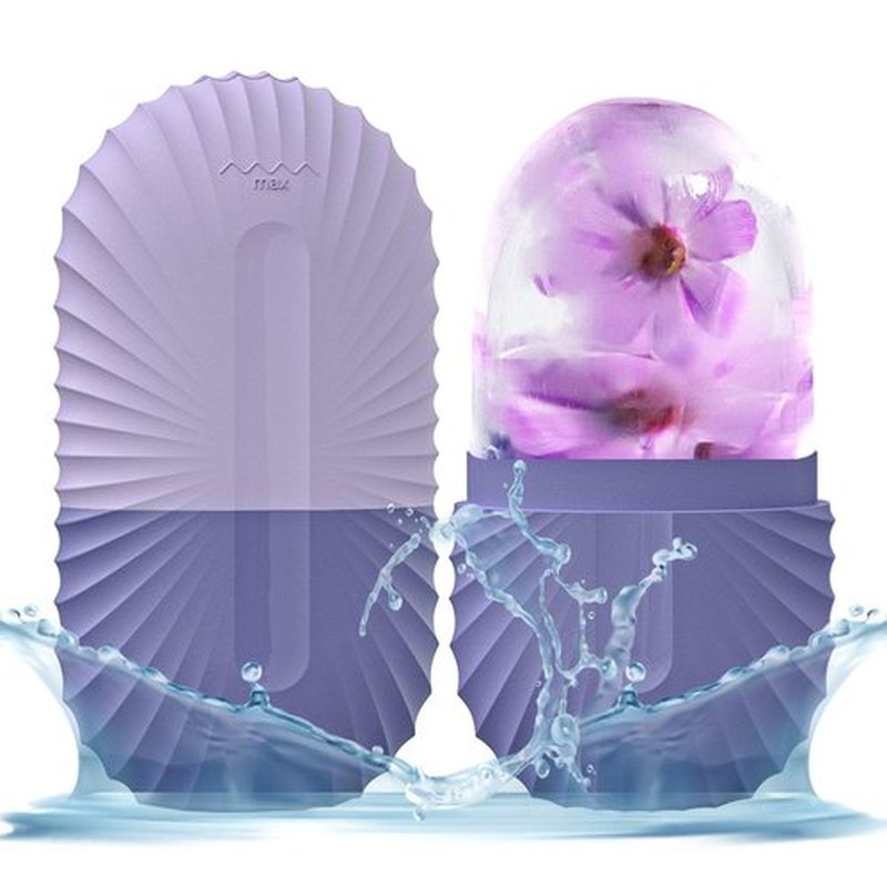 KOGITI Ice Mold for Face, Ice Roller for Face & Eye, Beauty Facial Ice Rollers Ice Holder Mold Face Puffiness Relief Massage Skin Care Tools, Ice Facial Cube (Shell-Purple)