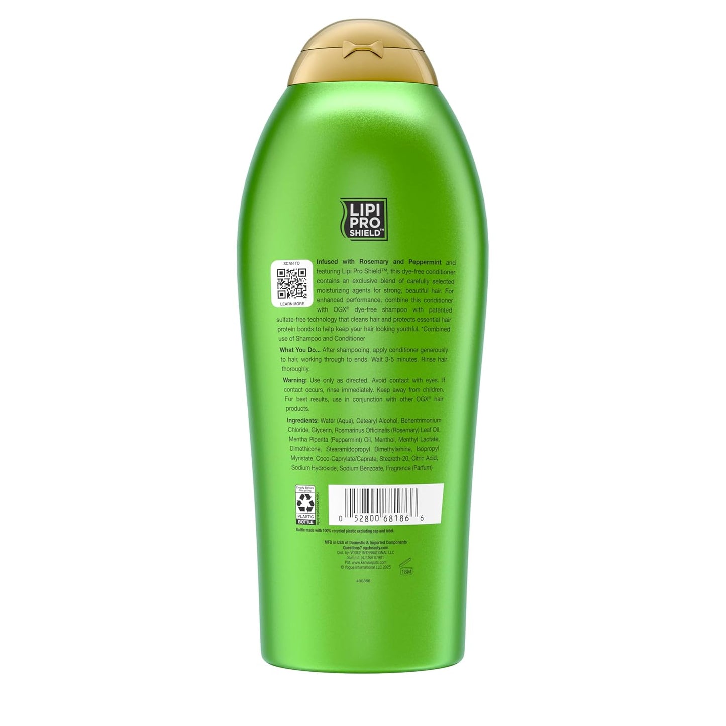 OGX Hydrating + Tea Tree Mint Conditioner, Nourishing & Invigorating Scalp Conditioner with Tea Tree & Peppermint Oil & Milk Proteins, Paraben-Free, Sulfate-Free Surfactants, 25.4 fl oz
