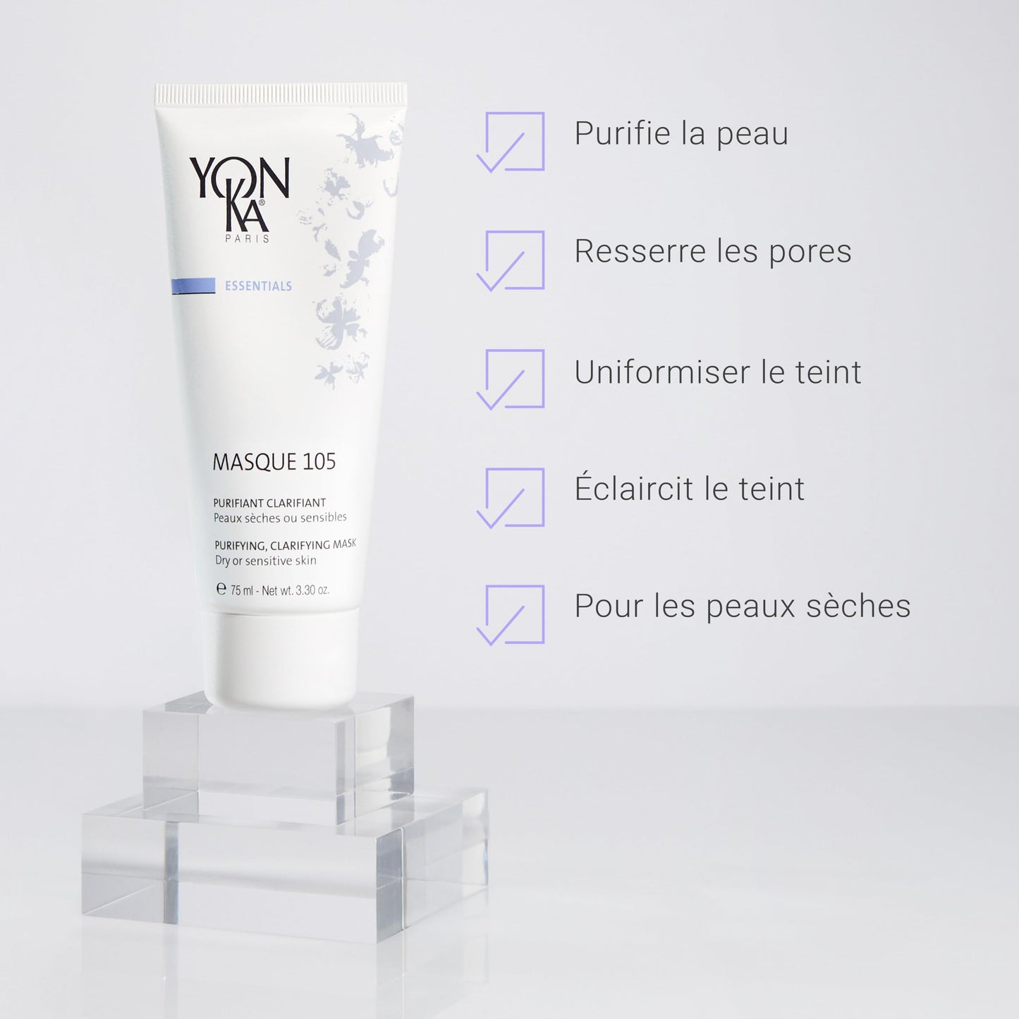 Yonka Essentials Masque 105 | Clarifying and Purifying Face Mask | Weekly Treatment for Dry and Sensitive Skin | Hydrates While Tightening Pores and Purifying Skin | 3.30 oz