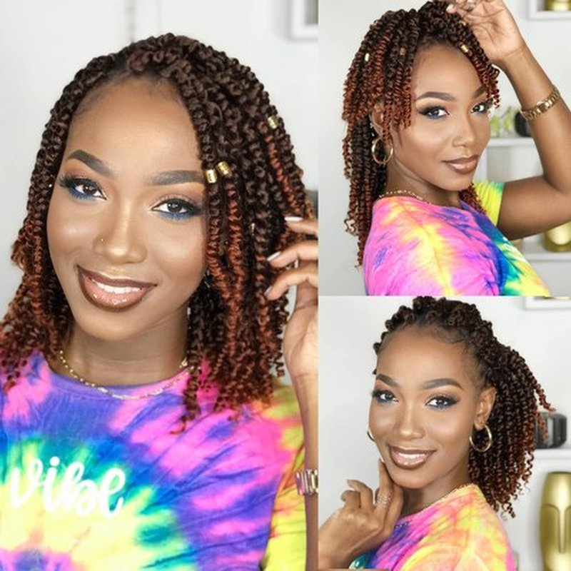 Passion Twist Hair 10 Inch 8 Packs, Pre Twisted Passion Twist Crochet Hair For Black Women, Pre Looped Passion Twist Curly Crochet Hair, Short Crochet Passion Twist Hair Extensions (10 Inch, T350#)