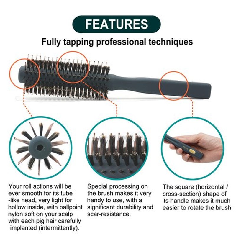 VESS Salon Roll Brush Professional Use PRO-200 For Short Hair and Medium Hair-D42 mm-Made in Japan