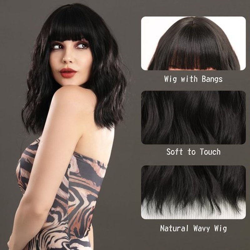 7JHH WIGS Long Wavy Costume Wigs Cosplay Mermaid wig for Women Halloween Party Used High Temperature Heat Resistant Fiber Natural Hairline Cos I Love Lucy Wig (14in, Natural Black Wigs)