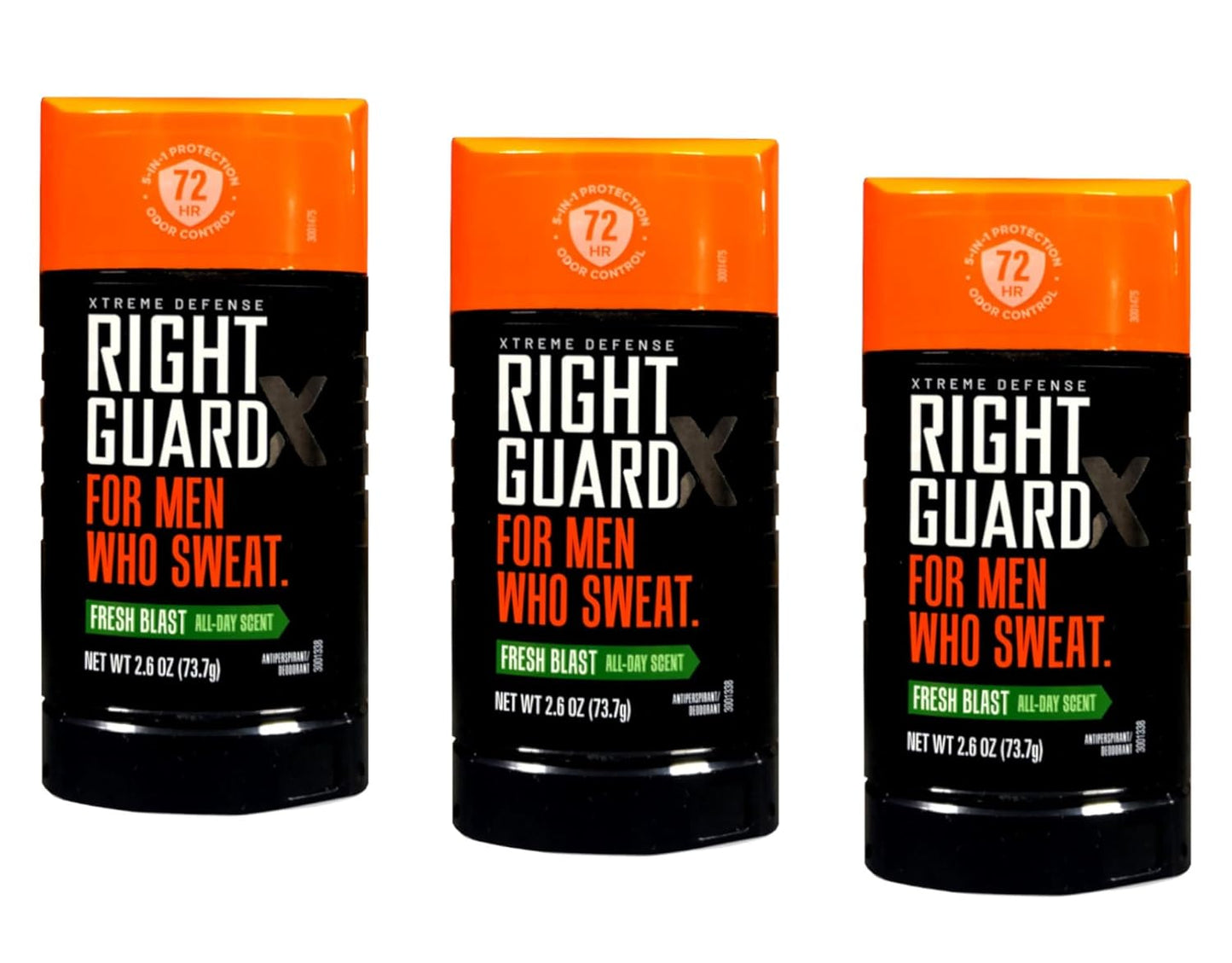 Right Guard Xtreme Defense 5 Anti-Perspirant & Deodorant, Fresh Blast 2.6 Oz (Packs of 5)