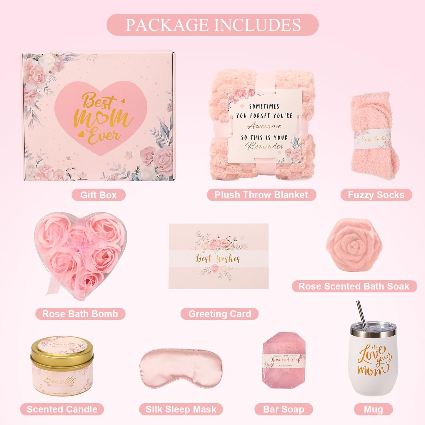 Mothers Day Gifts for Mom, Self Care Get Well Soon Gifts for Women, Relaxing Spa Gifts Basket Care Package Unique Birthday Valentines Galentines Gift for Women Sister Girlfriends