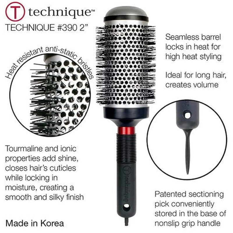 Cricket Thermal Hair Brush #390 2” for Blow-Drying, Curling, and Styling – Heat-Retaining Barrel with Anti-Static Tourmaline Bristles, Round Thermal Brush, Ideal for All Hair Types