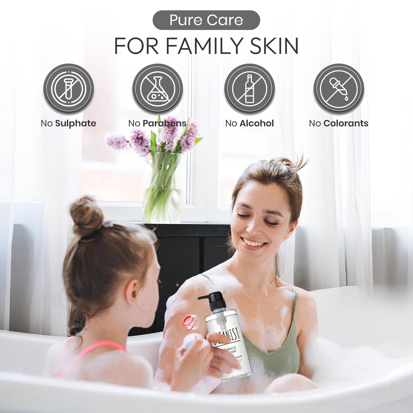 Botanist Dry Skin Body Wash for Women & Men, Hypoallergenic Body Wash with Shea Butter, Aloe Vera& Squalane, Gentle BODY WASH & Shower Gel from Japan MOIST 16.5 Fl Oz ROSE & WHITE PEACH 3EA