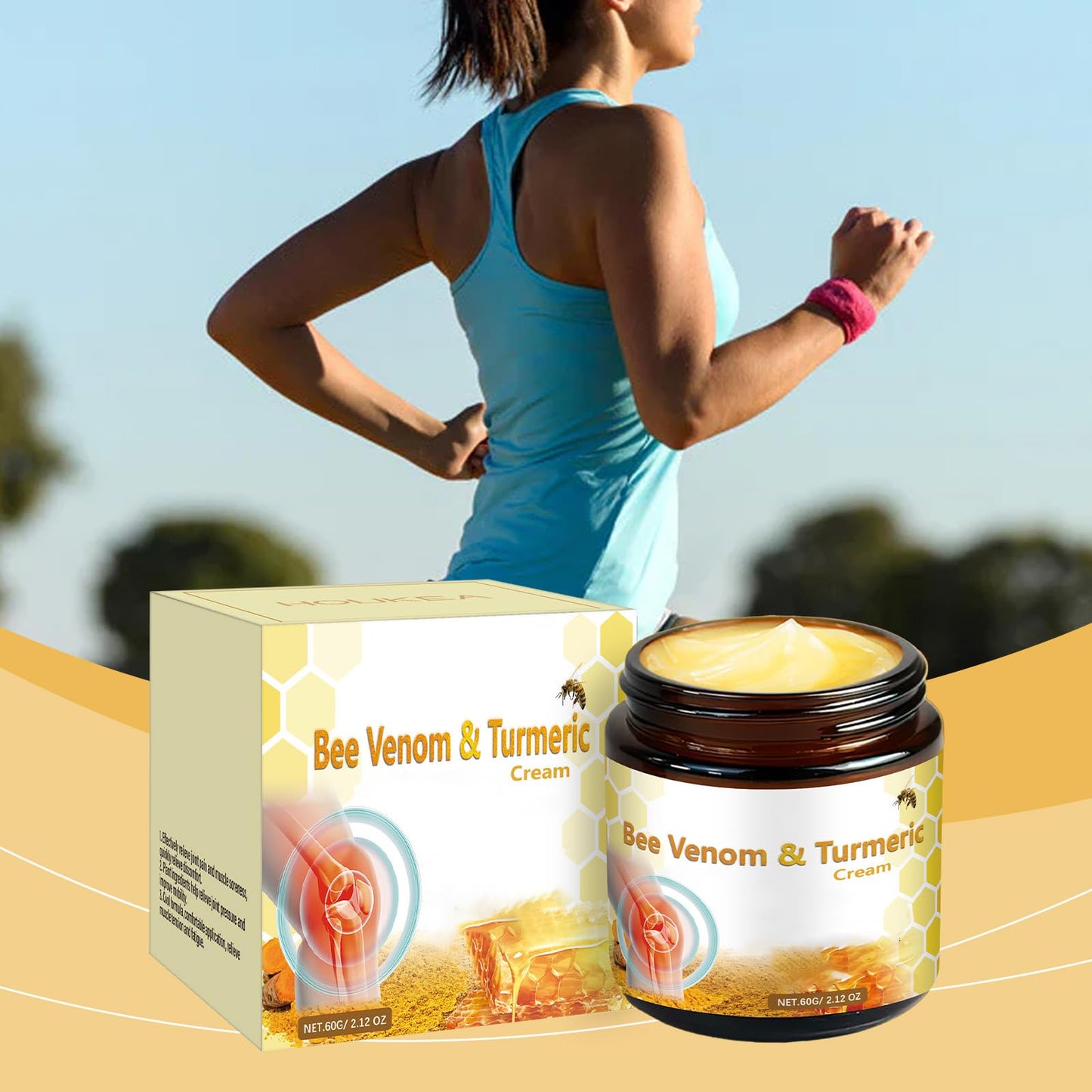 OSFRIAGE Bee Venom Turmeric Joint Cream, Professional Bee Venom Joint Gel, Bee Venom Joint and Bone Cream for Back, Knee, Hands, Neck, Feet -60ML (2PCS)