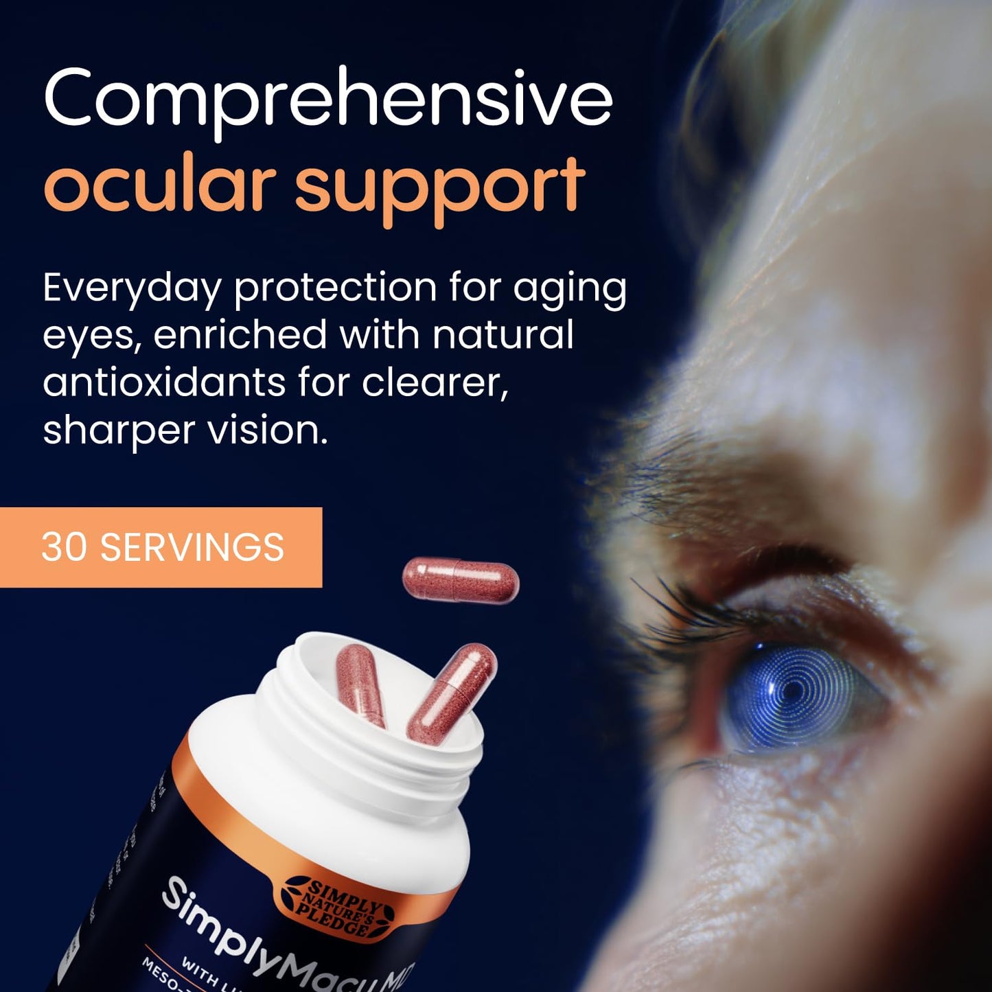 Simply Nature's Pledge Macu MD | Eye Vitamins | 1-Month Supply with Lutein, Zeaxanthin, Meso-Zeaxanthin, Astaxanthin & Bilberry Extract | Advanced Macu Health Vision Support
