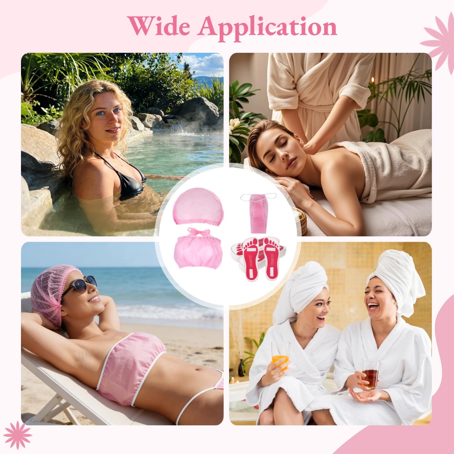 100 PCS Spray Tan Accessories, Disposable Spray Tan Accessories Set with Feet Pads Hair Caps Bra Underwear, Beach Tanning Wear Kit for Home Self Tanning Salon Use