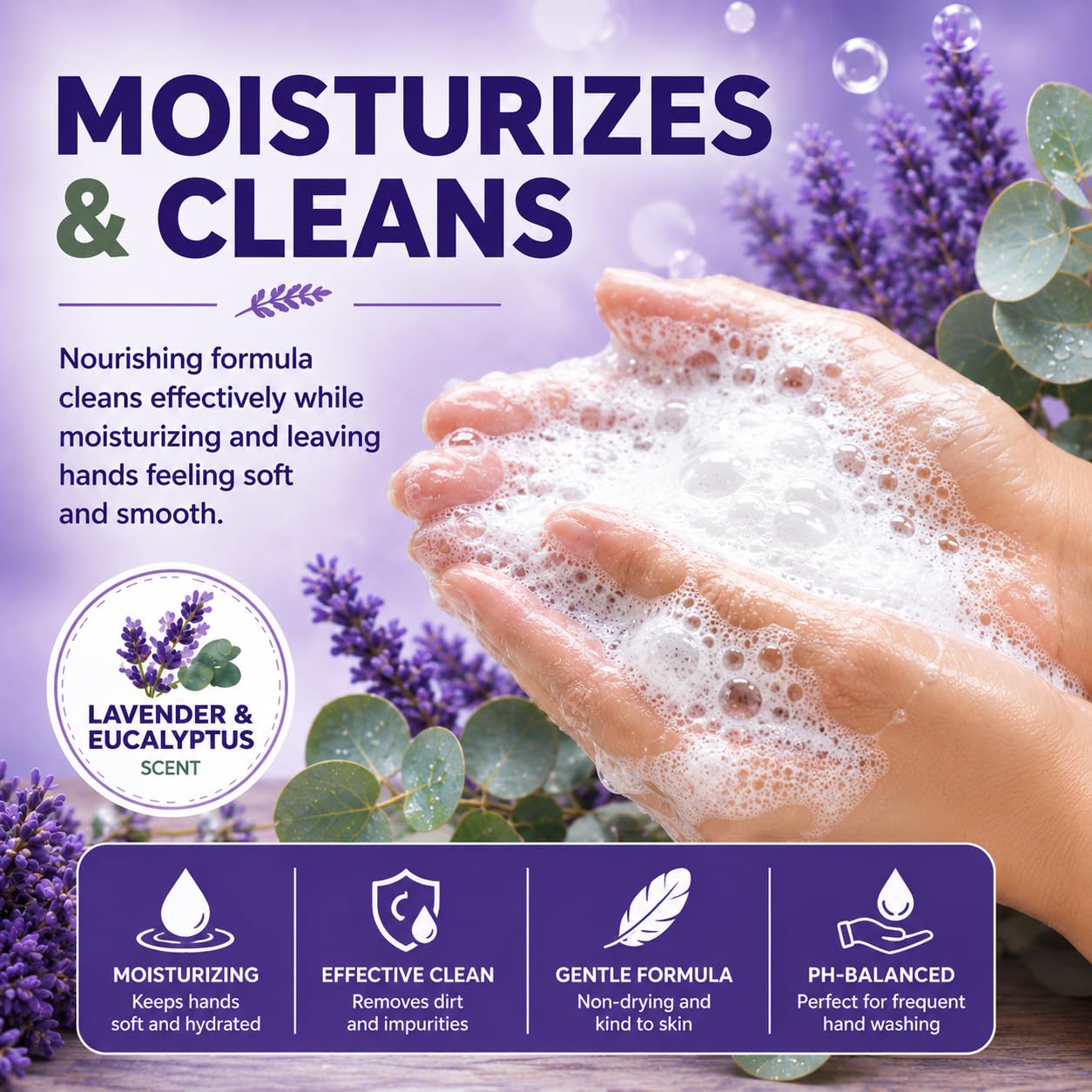 Sani Wash Foaming Hand Soap Refill – 1 Gallon (128 oz) | Professional Janitorial & Commercial Foam Hand Wash, Moisturizing, Non-Irritating, Biodegradable (128 Fl Oz (Pack of 1), Lavender & Eucalyptus)