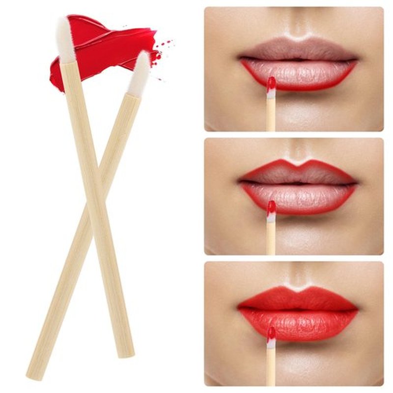 100pcs Disposable Bamboo Mascara Wand and Lip Brush, Eyelash Brushes Eyebrow Extension Lipstick Applicators Makeup Brush Tool Kits（Black）