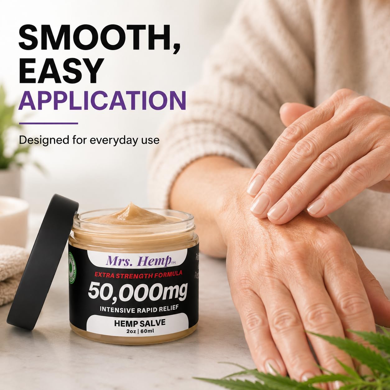 50,000 MG Hemp Extra Strength Healing Salve | Ideal for Hips, Joints, Neck, Back, Elbows, Fingers, Hands, and Knees. 100% Natural - Proudly Made in USA