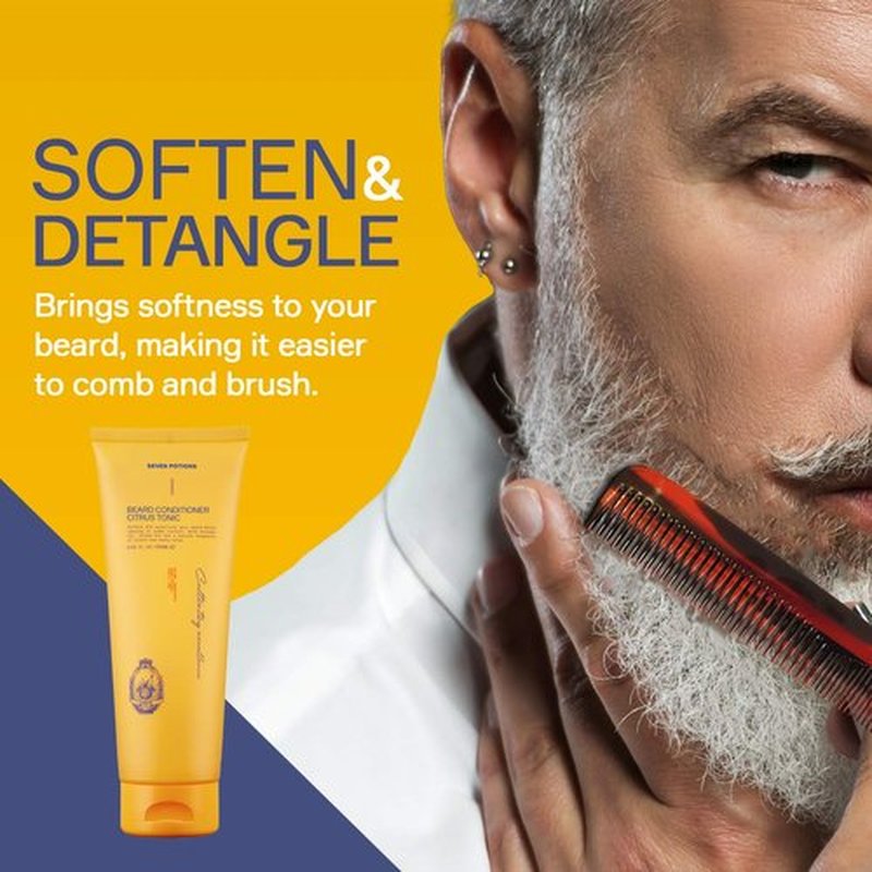 SEVEN POTIONS Beard Conditioner for Men – Prevents Beard Itch and Dandruff – Natural, Vegan, Cruelty Free (Citrus Tonic, 8.45 FL OZ)