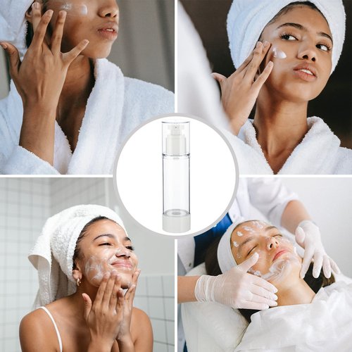 IFDGCTK 0.5OZ/15ML Clear Airless Pump Bottles, Lotion Dispenser Travel with Pump, Vacuum Plastic Travel Size Lotion Bottle for Foundation, Creams, Cosmetic(3 Pack)