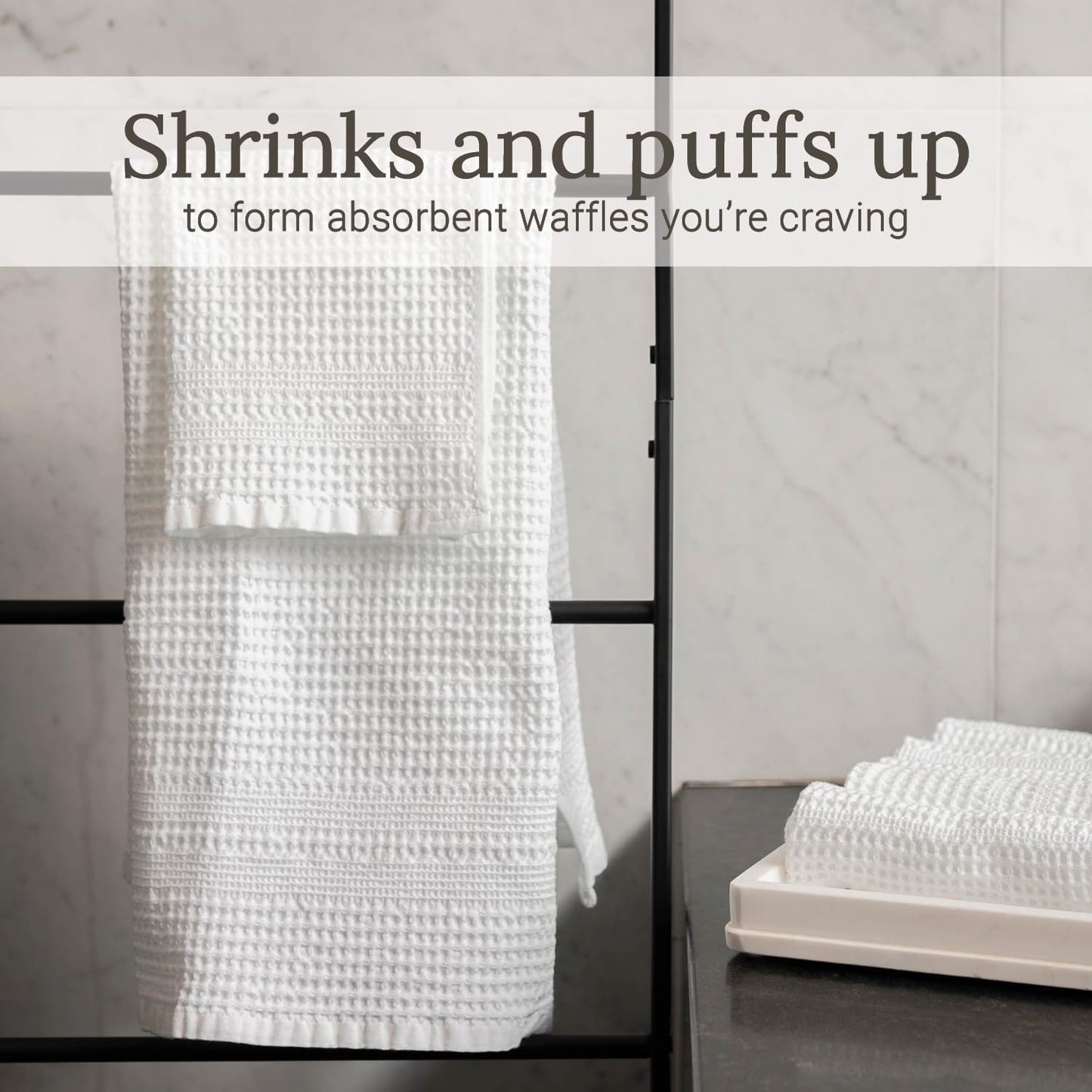 GILDEN TREE Waffle Towels Quick Dry Lint Free Thin, 2 Pack Bath Sheets 40x80 Oversized Extra Large for Adults, Classic Style (White)